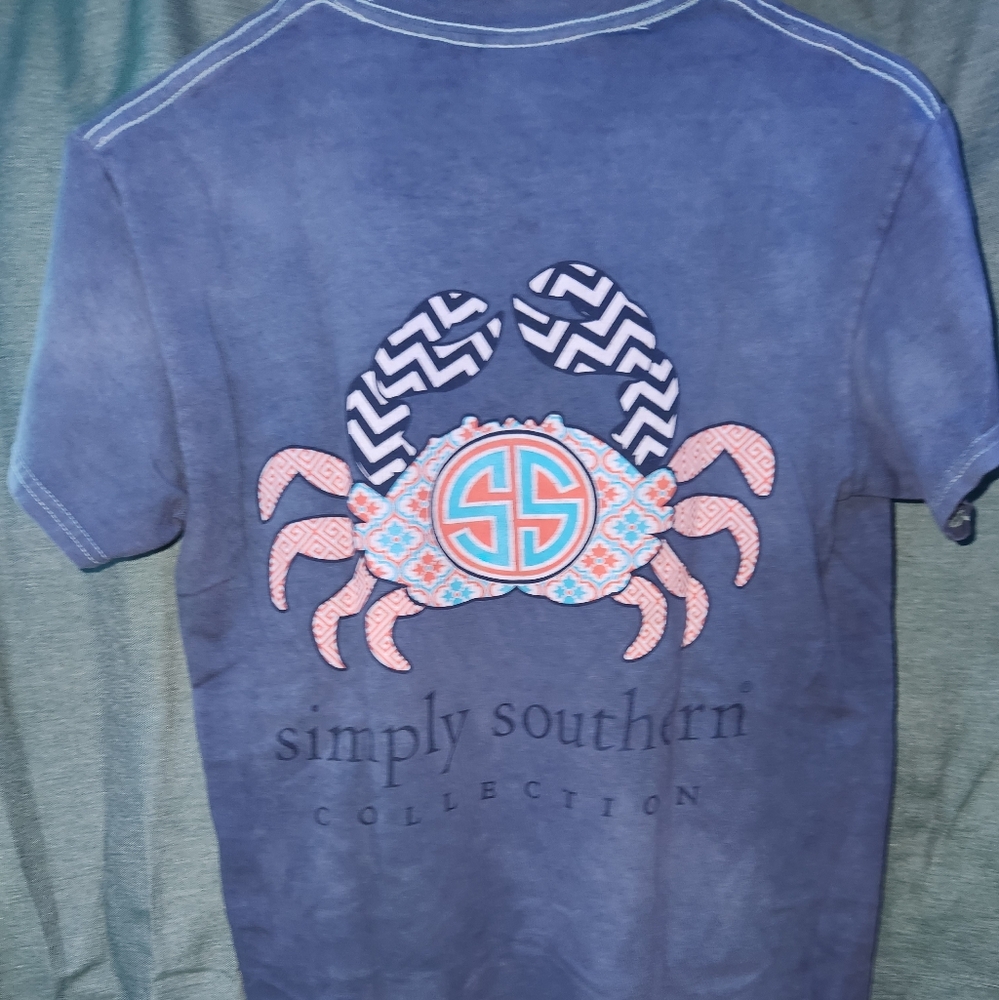 Simply Southern Navy Tee with Patterned Crab